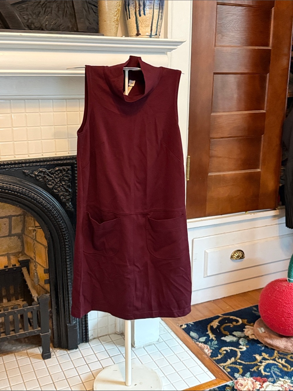 Uncle Frank Sleeveless Mock Neck Shift Dress in wine - worn twice- great shape